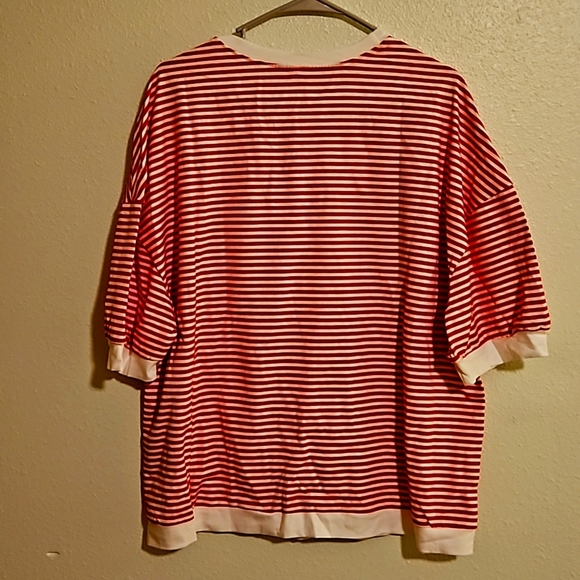 Seqin heart sz. L oversized striped shirt NWOT valentines day love - Picture 4 of 5